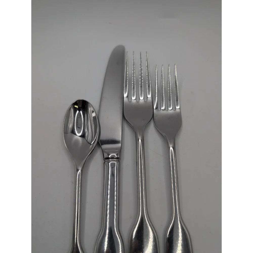 4pc Studio William Fiddle Stainless Flatware Knife Dinner Salad Fork Tea Spoon